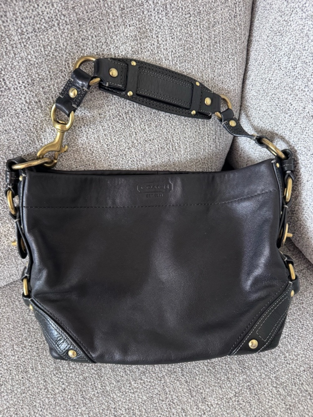 Vintage Coach Black Leather Carly Hobo Bag